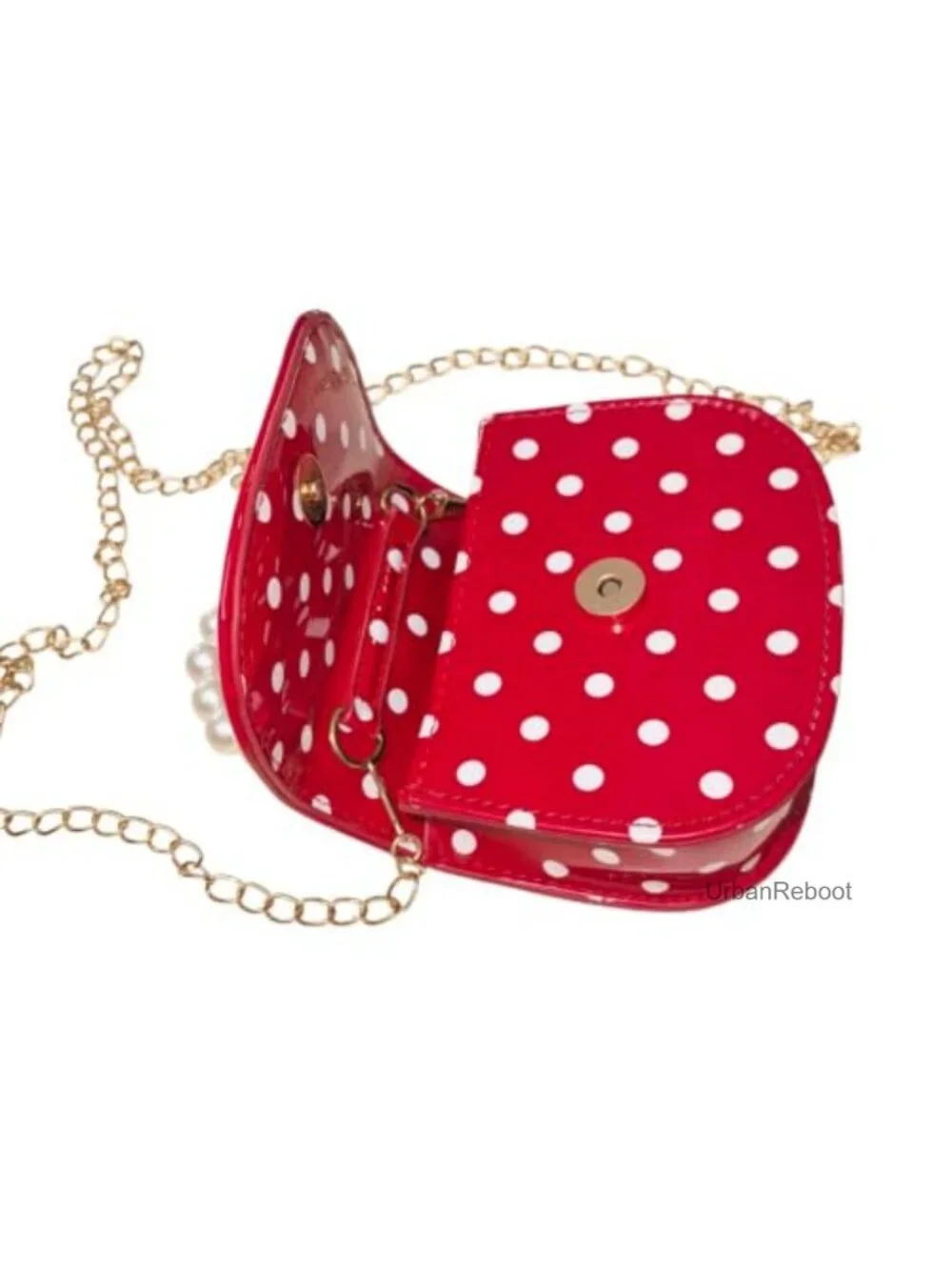 Girls Polka Dot Mini Saddle Bag PU Crossbody Purse Vintage Handbag